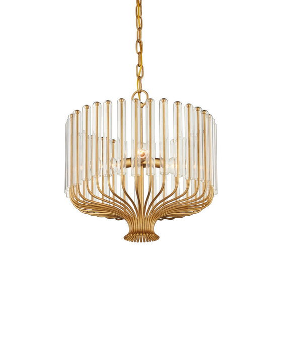 Currey and Company - 9000-1484 - Three Light Chandelier - Faraday - Brushed Brass / Clear