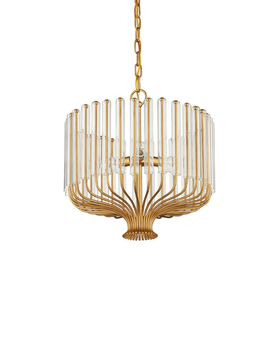 Currey and Company - 9000-1484 - Three Light Chandelier - Faraday - Brushed Brass / Clear