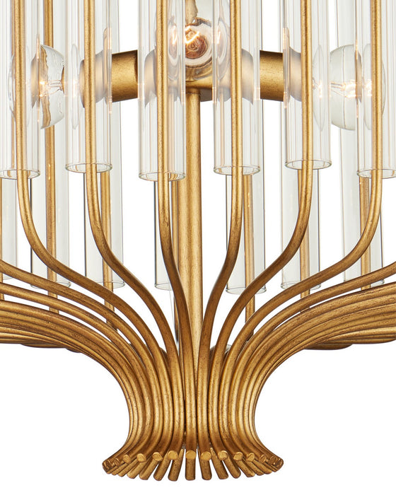 Currey and Company - 9000-1484 - Three Light Chandelier - Faraday - Brushed Brass / Clear