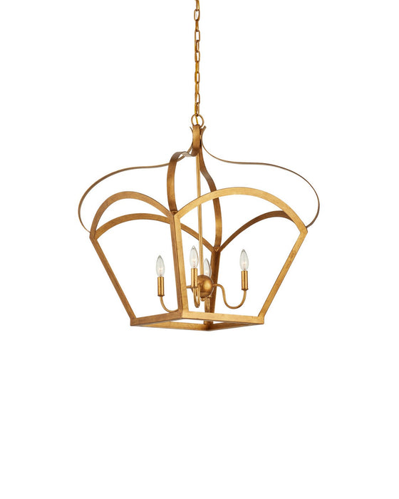 Currey and Company - 9000-1487 - Four Light Lantern - Coronet - Antique Gold Leaf