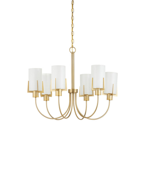 Currey and Company - 9000-1491 - Six Light Chandelier - Macklin - Brass / White