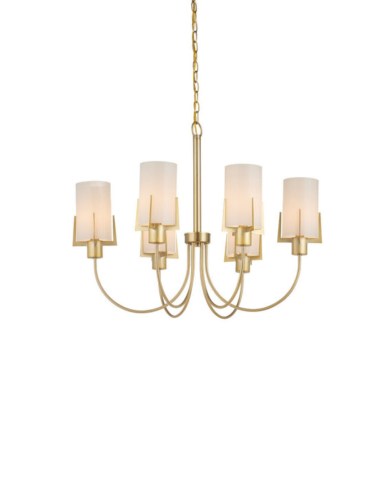 Currey and Company - 9000-1491 - Six Light Chandelier - Macklin - Brass / White