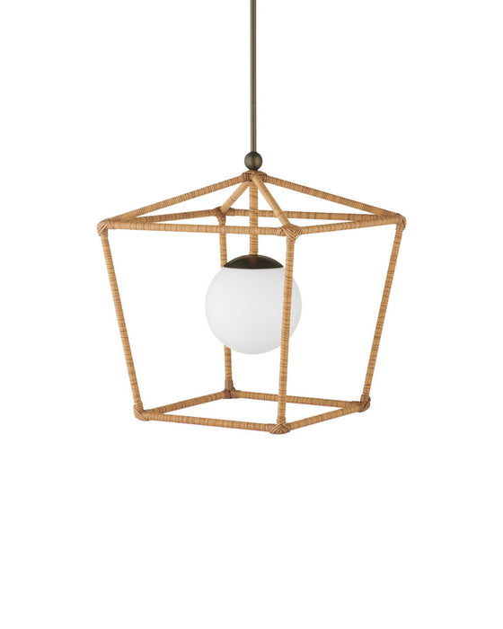 Currey and Company - 9500-0028 - One Light Outdoor Lantern - Denison - Natural / Bronze / Frosted White