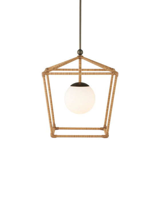 Currey and Company - 9500-0028 - One Light Outdoor Lantern - Denison - Natural / Bronze / Frosted White