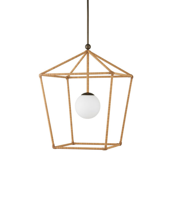 Currey and Company - 9500-0029 - One Light Outdoor Lantern - Denison - Natural / Bronze / Frosted White