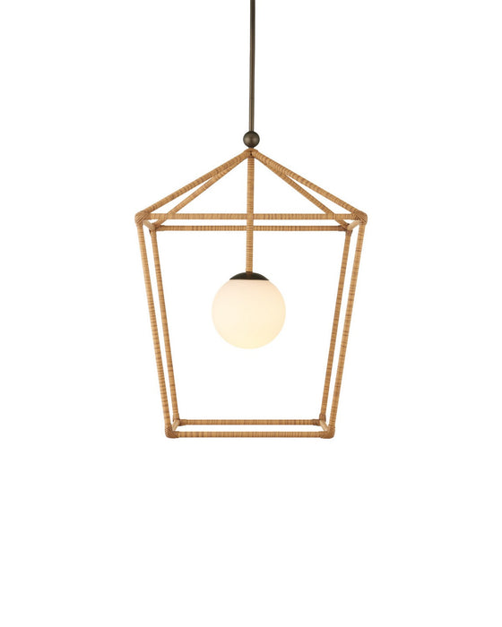 Currey and Company - 9500-0029 - One Light Outdoor Lantern - Denison - Natural / Bronze / Frosted White
