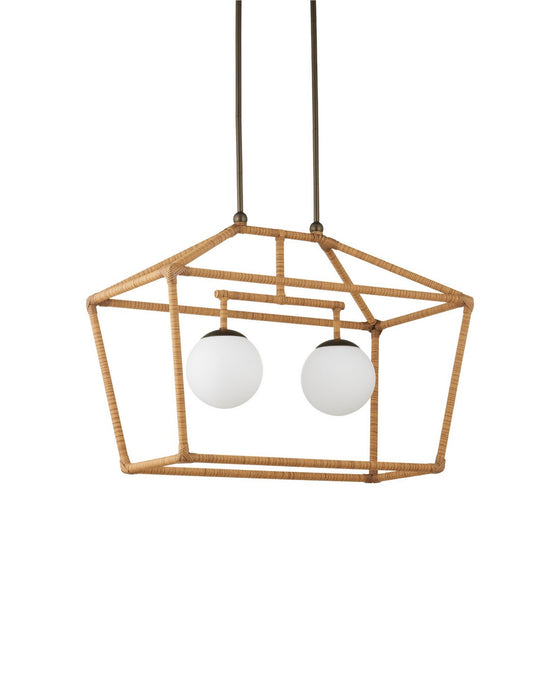 Currey and Company - 9500-0030 - Two Light Outdoor Lantern - Denison - Natural / Bronze / Frosted White