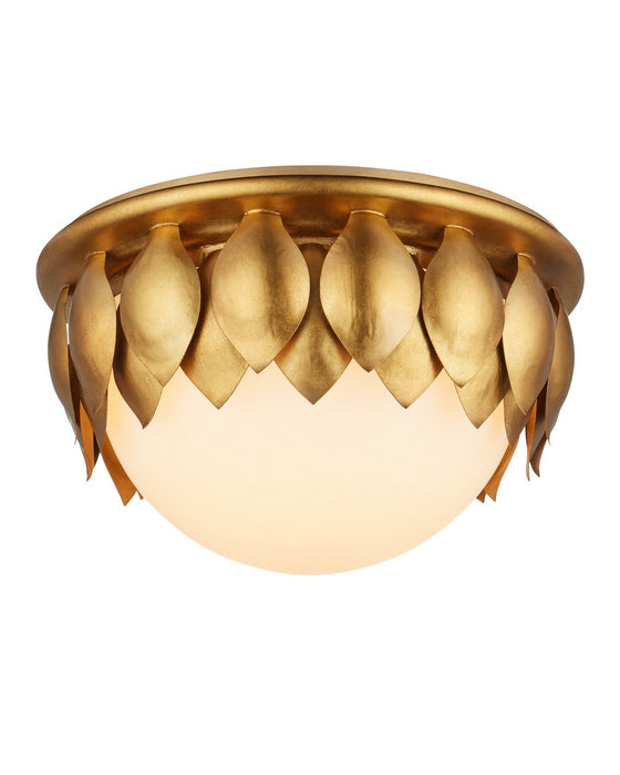 Currey and Company - 9999-0091 - LED Flush Mount - Paestum - Antique Gold Leaf / Antique Gold / Sugar White