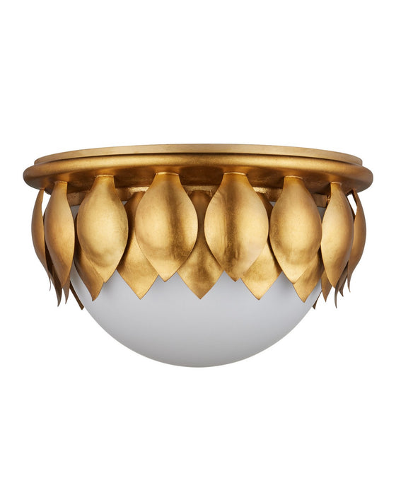 Currey and Company - 9999-0091 - LED Flush Mount - Paestum - Antique Gold Leaf / Antique Gold / Sugar White