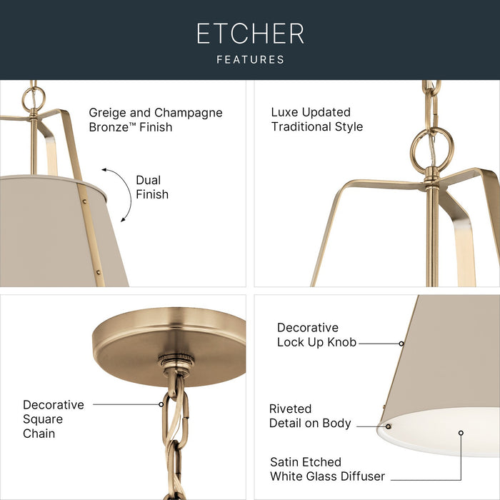 Kichler - 52711GRG - Two Light Pendant - Etcher - Greige