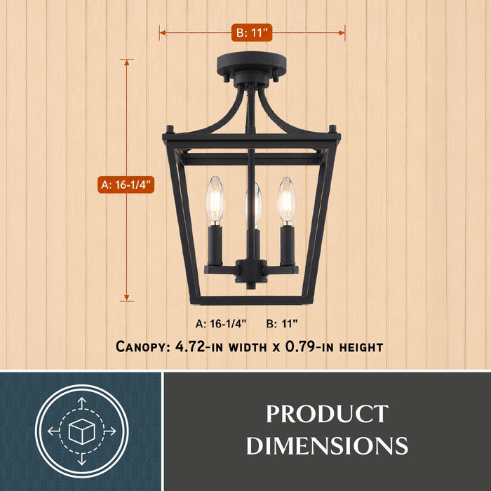 Vaxcel - C0377 - Three Light Semi-Flush Mount - Cottage Grove - Matte Black
