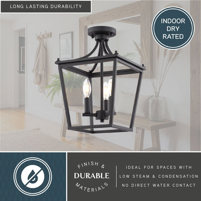 Vaxcel - C0377 - Three Light Semi-Flush Mount - Cottage Grove - Matte Black