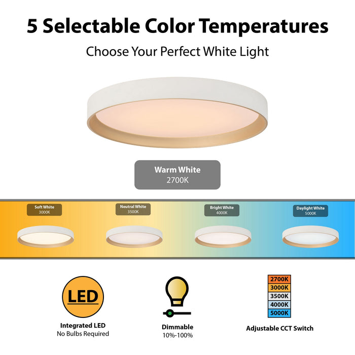 Vaxcel - C0382 - LED Flush Mount - Darien - White and Gold