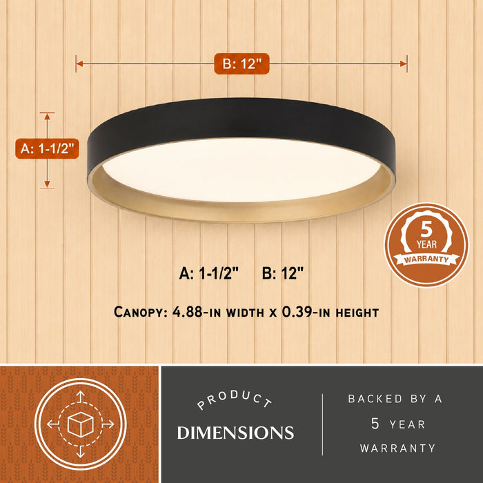Vaxcel - C0383 - LED Flush Mount - Darien - Black and Gold