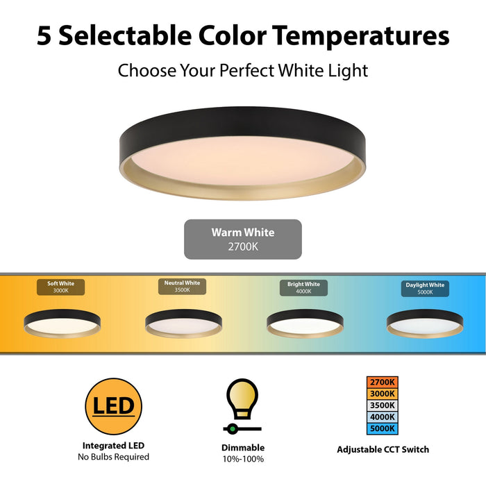 Vaxcel - C0383 - LED Flush Mount - Darien - Black and Gold