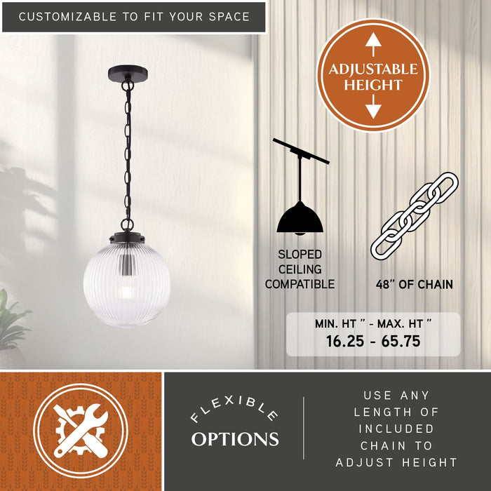 Vaxcel - P0456 - One Light Pendant - Linden - Matte Black