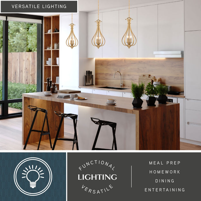 Vaxcel - P0465 - Three Light Pendant - Monrovia - Muted Brass