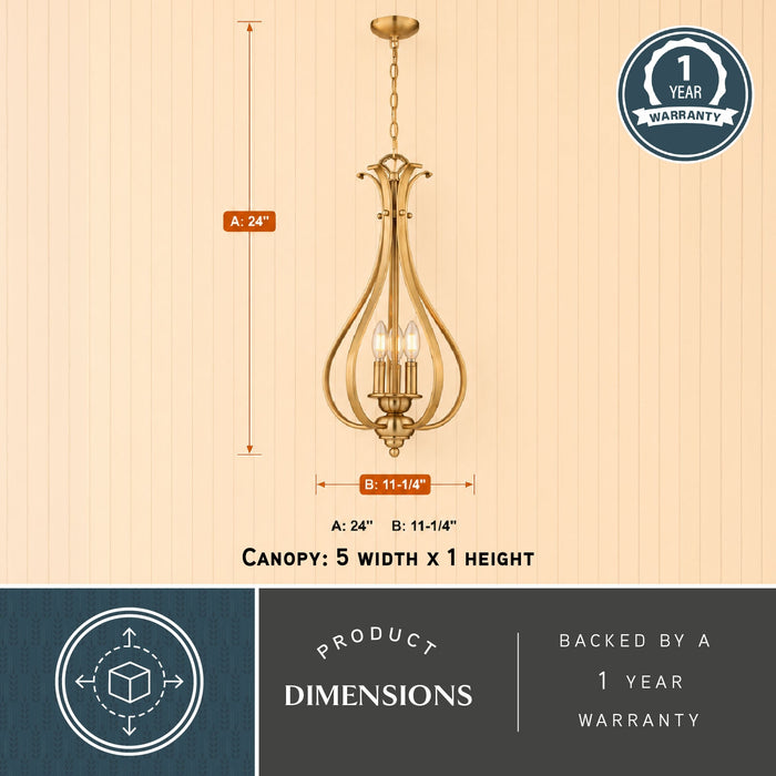 Vaxcel - P0465 - Three Light Pendant - Monrovia - Muted Brass
