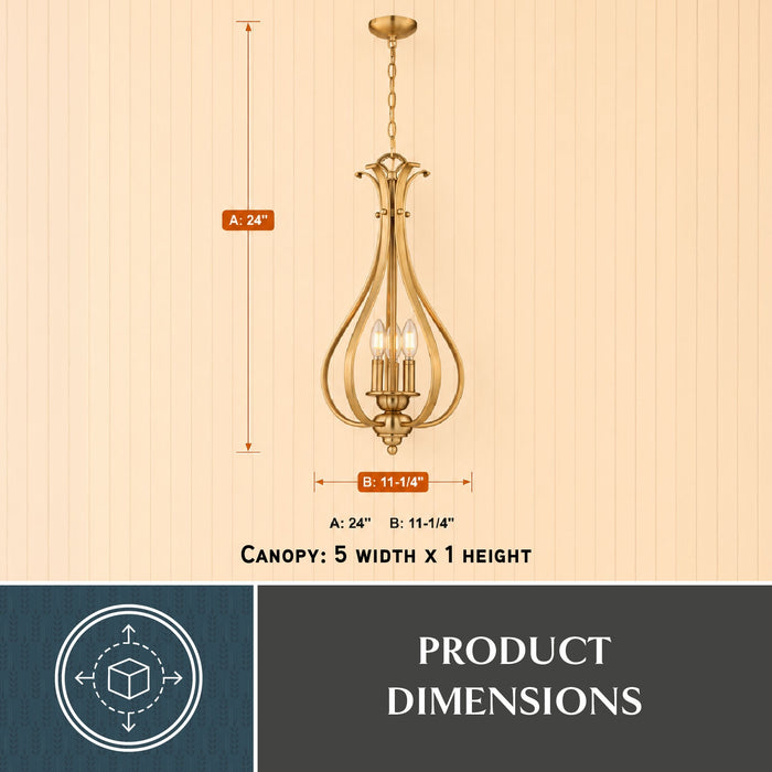 Vaxcel - P0465 - Three Light Pendant - Monrovia - Muted Brass