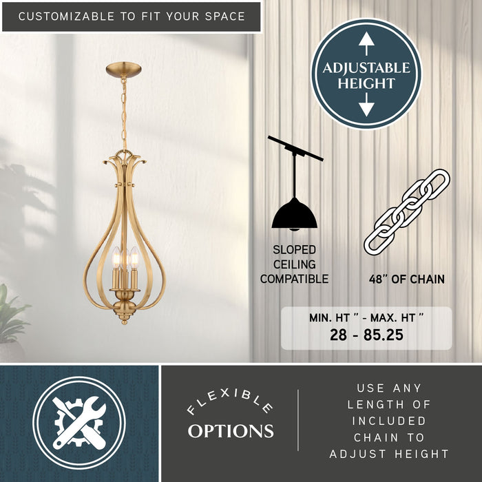 Vaxcel - P0465 - Three Light Pendant - Monrovia - Muted Brass