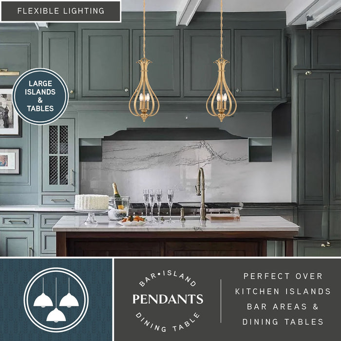 Vaxcel - P0465 - Three Light Pendant - Monrovia - Muted Brass