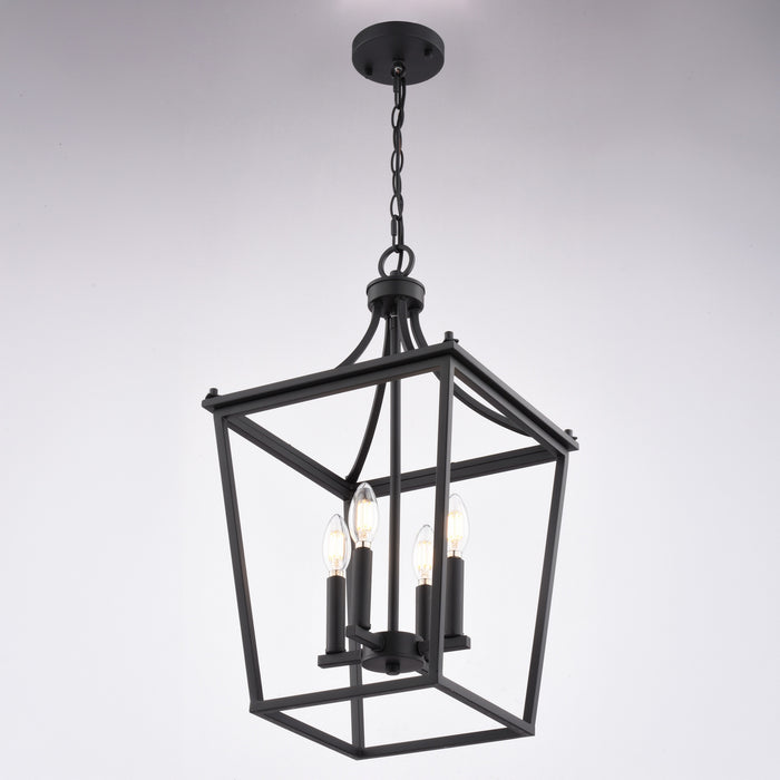 Vaxcel - P0466 - Four Light Pendant - Cottage Grove - Matte Black