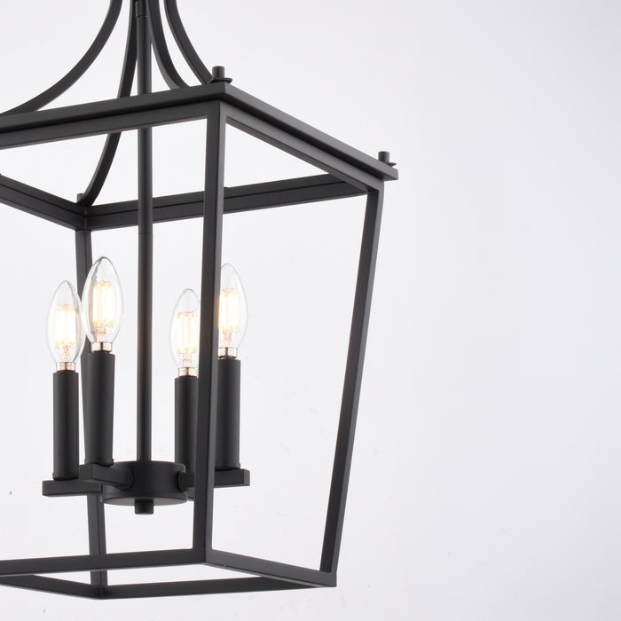Vaxcel - P0466 - Four Light Pendant - Cottage Grove - Matte Black