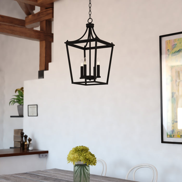 Vaxcel - P0466 - Four Light Pendant - Cottage Grove - Matte Black
