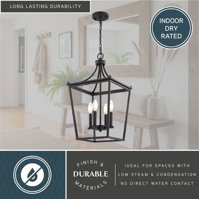Vaxcel - P0466 - Four Light Pendant - Cottage Grove - Matte Black