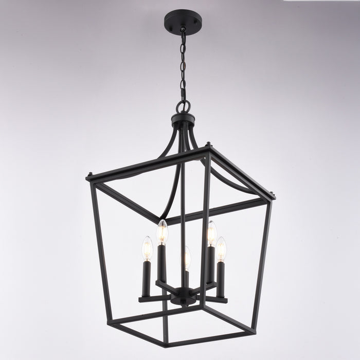 Vaxcel - P0467 - Five Light Pendant - Cottage Grove - Matte Black