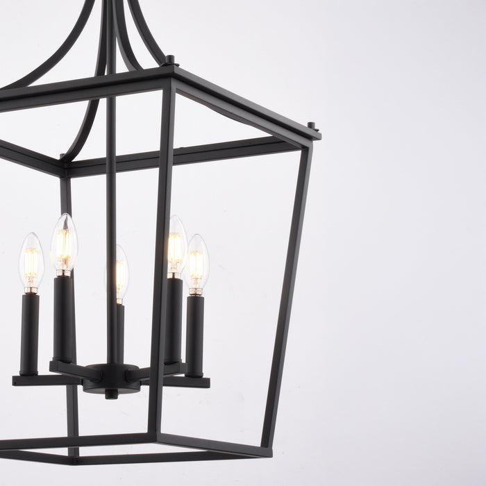 Vaxcel - P0467 - Five Light Pendant - Cottage Grove - Matte Black