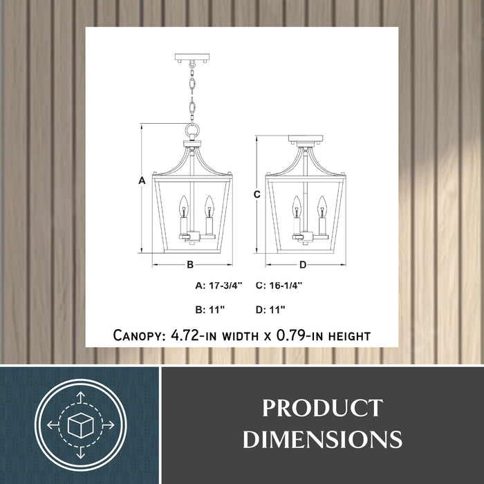 Vaxcel - P0477 - Three Light Pendant - Cottage Grove - Matte Black