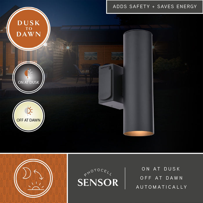 Vaxcel - T0798 - Two Light Outdoor Wall Mount - Chiasso - Textured Black