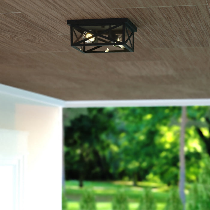 Vaxcel - T0845 - Two Light Outdoor Flush Mount - Rockford - Textured Black