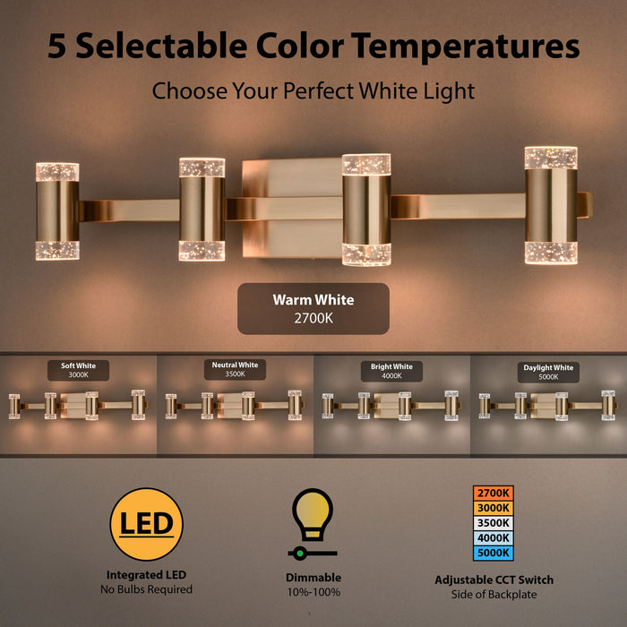 Vaxcel - W0586 - LED Vanity - Sunset Hill - Muted Brass