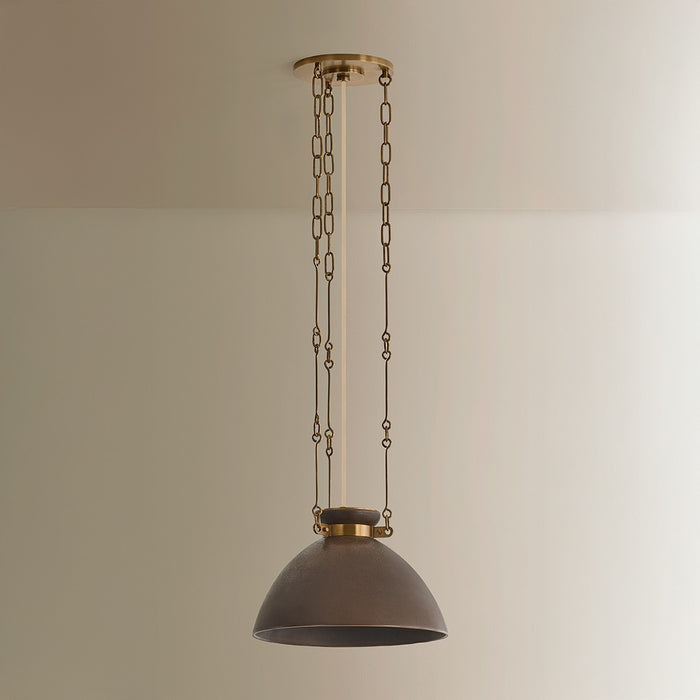 Troy Lighting - F7314-PBR/CMU - One Light Pendant - Allston - Patina Brass