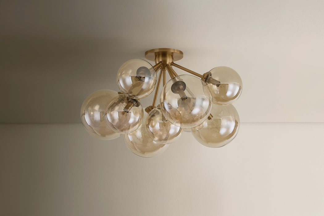 Troy Lighting - C1048-PBR - Nine Light Semi Flush Mount - Santee - Patina Brass