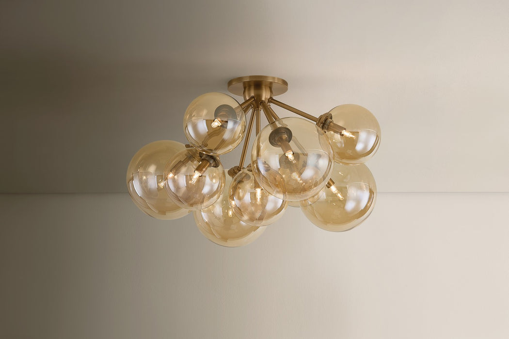 Troy Lighting - C1048-PBR - Nine Light Semi Flush Mount - Santee - Patina Brass