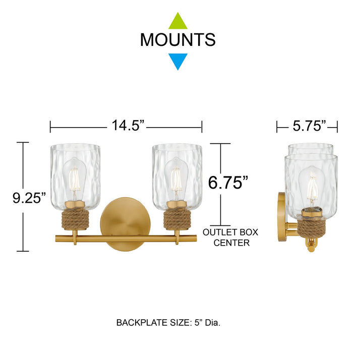 Quoizel - BTC8614BRG - Two Light Vanity - Baltic - Brushed Gold