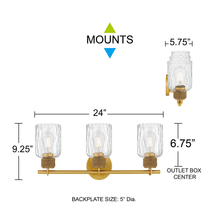 Quoizel - BTC8624BRG - Three Light Vanity - Baltic - Brushed Gold