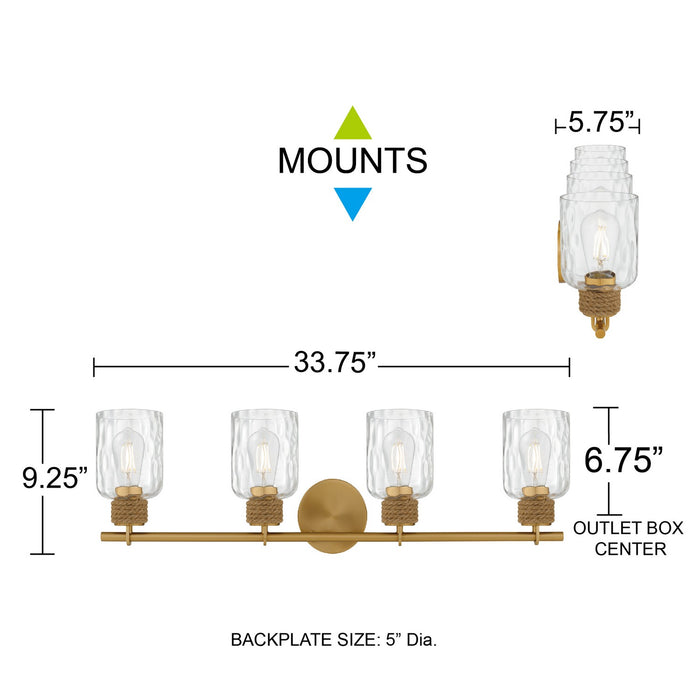 Quoizel - BTC8634BRG - Four Light Vanity - Baltic - Brushed Gold