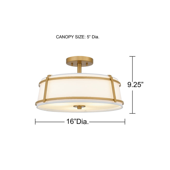 Quoizel - SLN1716BRG - Three Light Semi-Flush Mount - Sloane - Brushed Gold