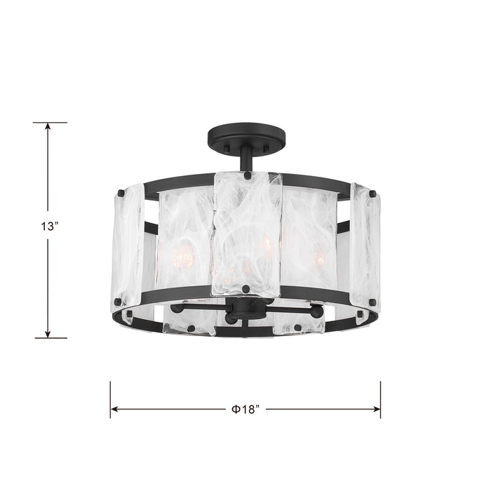 Minka-Lavery - 3635-899 - Four Light Semi-Flush Mount - Veil - Dark Matte Black