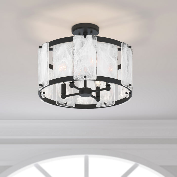 Minka-Lavery - 3635-899 - Four Light Semi-Flush Mount - Veil - Dark Matte Black