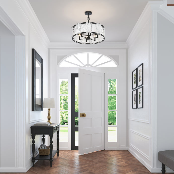 Minka-Lavery - 3636-899 - Six Light Pendant - Veil - Dark Matte Black