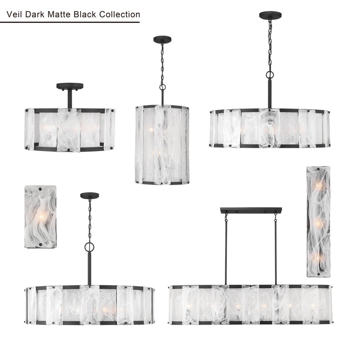 Minka-Lavery - 3636-899 - Six Light Pendant - Veil - Dark Matte Black