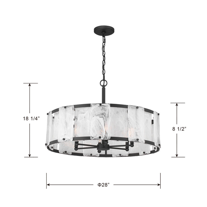 Minka-Lavery - 3636-899 - Six Light Pendant - Veil - Dark Matte Black
