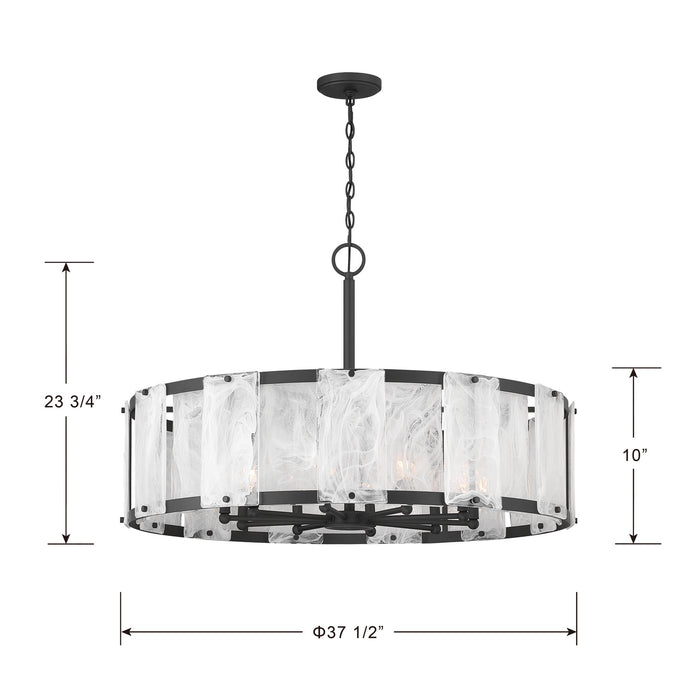Minka-Lavery - 3638-899 - Ten Light Pendant - Veil - Dark Matte Black
