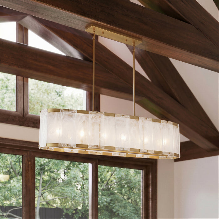 Minka-Lavery - 3639-732 - Six Light Linear Chandelier - Veil - Legacy Brass