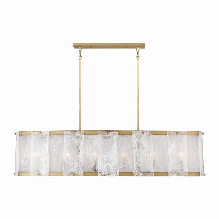 Minka-Lavery - 3639-732 - Six Light Linear Chandelier - Veil - Legacy Brass